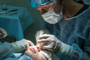 Surgeon making an incision into the patient