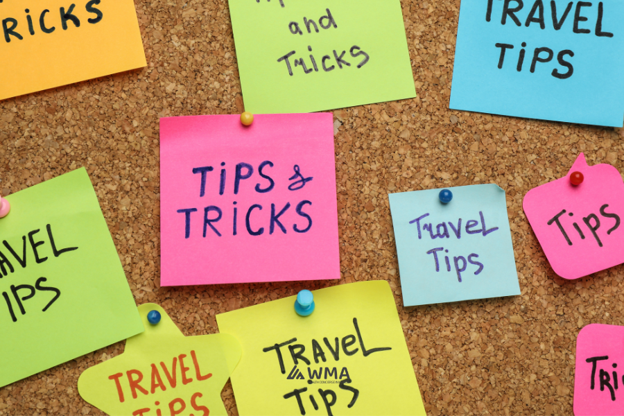 Note that says travel tips and tricks